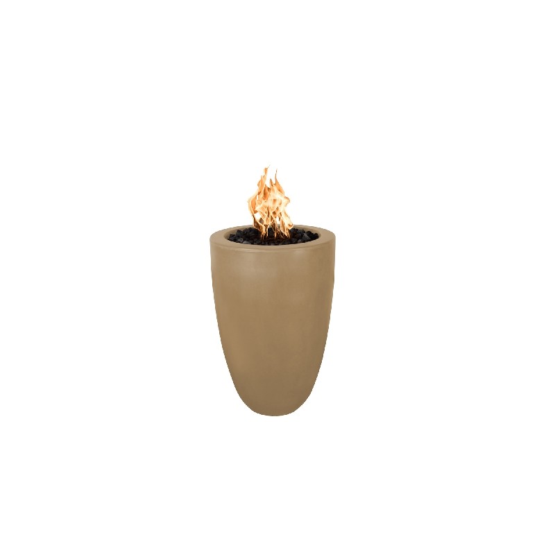 The Outdoor Plus 22" Castillo Pillar GFRC Concrete Round Natural Gas Fire Pit Without Access Door OPT-CSTO22-ASH-NG