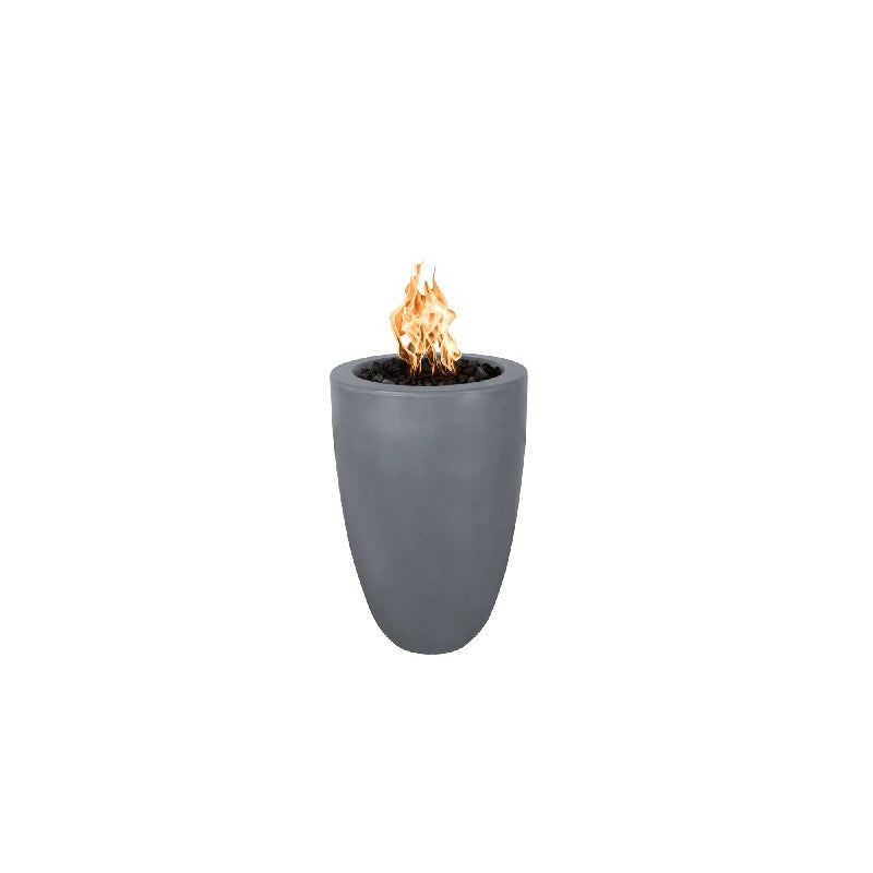 The Outdoor Plus 22" Castillo Pillar GFRC Concrete Round Natural Gas Fire Pit Without Access Door OPT-CSTO22-ASH-NG