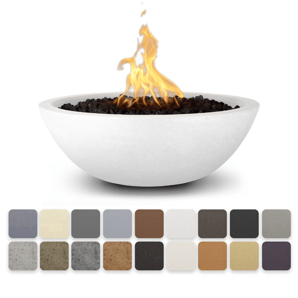 Fire Pit Match Lit / Ash The Outdoor Plus 48" Sedona Narrow Ledge GFRC Concrete Round Liquid Propane Fire Pit