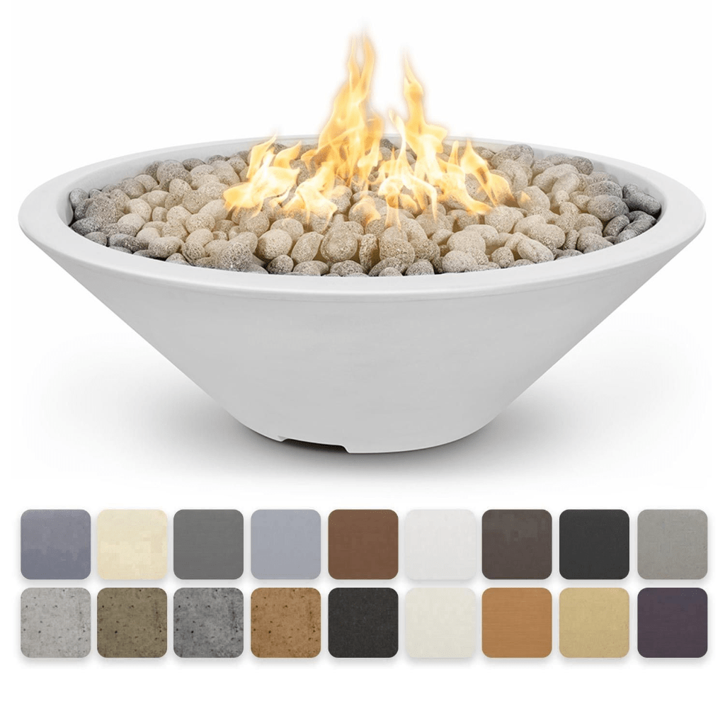 Fire Pit Match Lit / Ash The Outdoor Plus 60" Cazo Narrow Ledge GFRC Concrete Round Natural Gas Fire Pit