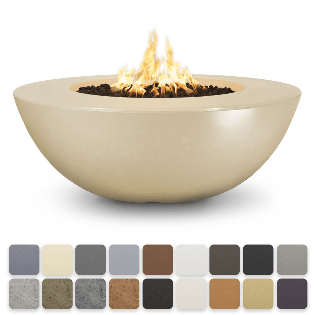 Fire Pit Match Lit / Ash The Outdoor Plus 60" Sedona Wide Ledge GFRC Concrete Round Liquid Propane Fire Pit