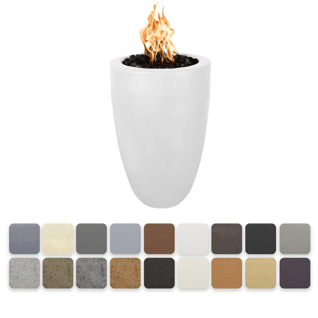 Fire Pit The Outdoor Plus 22" Castillo Pillar GFRC Concrete Round Natural Gas Fire Pit Without Access Door