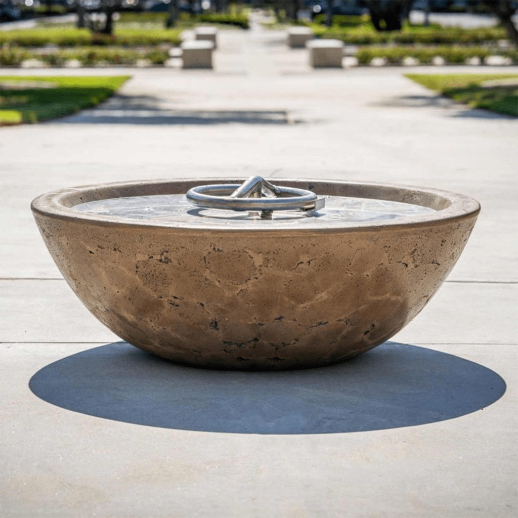 Fire Pit The Outdoor Plus 48" Sedona Narrow Ledge GFRC Concrete Round Liquid Propane Fire Pit