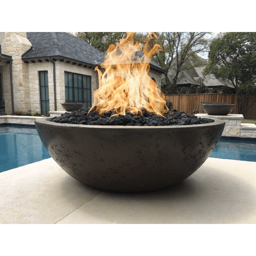 Fire Pit The Outdoor Plus 48" Sedona Narrow Ledge GFRC Concrete Round Liquid Propane Fire Pit