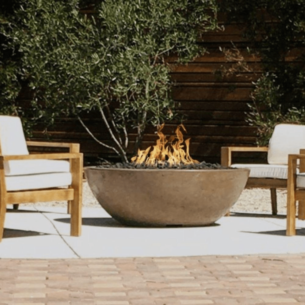 Fire Pit The Outdoor Plus 48" Sedona Narrow Ledge GFRC Concrete Round Natural Gas Fire Pit