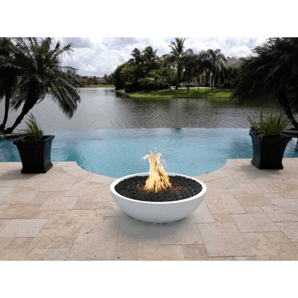 Fire Pit The Outdoor Plus 48" Sedona Narrow Ledge GFRC Concrete Round Liquid Propane Fire Pit