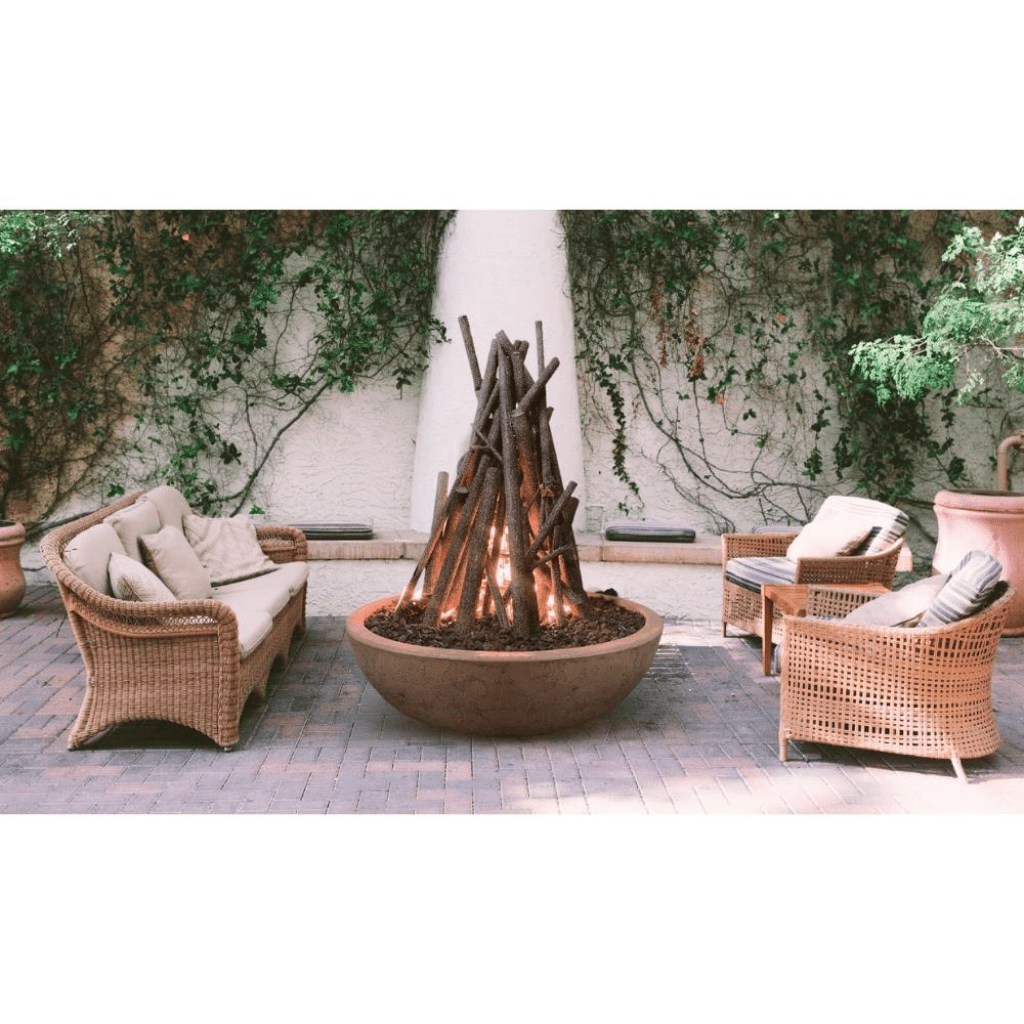 Fire Pit The Outdoor Plus 48" Sedona Narrow Ledge GFRC Concrete Round Liquid Propane Fire Pit