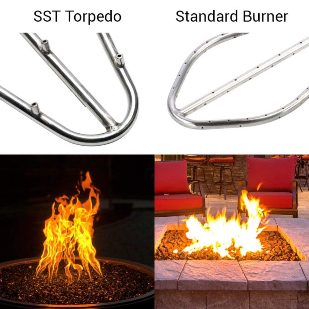 HPC Fire 24"x12" Rectangular Bowl H-Burner Pan Fire Pit 24X12SSEI-H-HI-LO