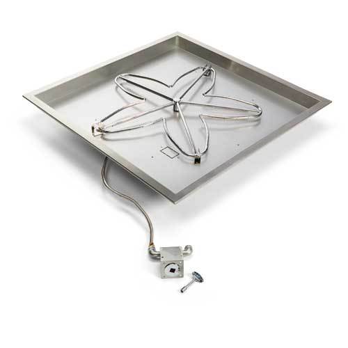 HPC Fire 30" Square Bowl - Match Lit fire pit insert - NG MLFPK30SQBL-FLEX-NG