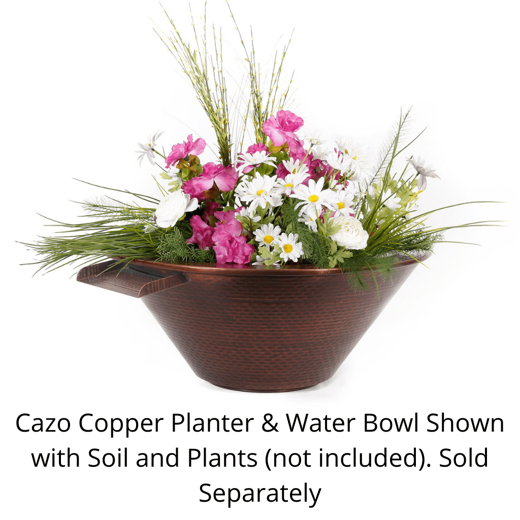 Planter and Water Bowl The Outdoor Plus Cazo Hammered Copper Round Planter & Water Bowl