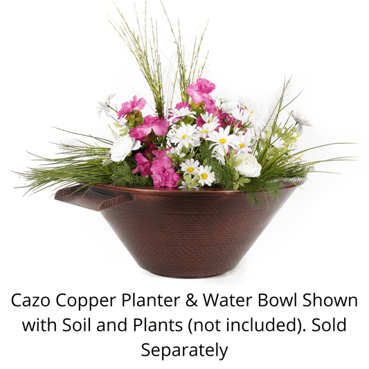 Planter and Water Bowl The Outdoor Plus Cazo Hammered Copper Round Planter & Water Bowl