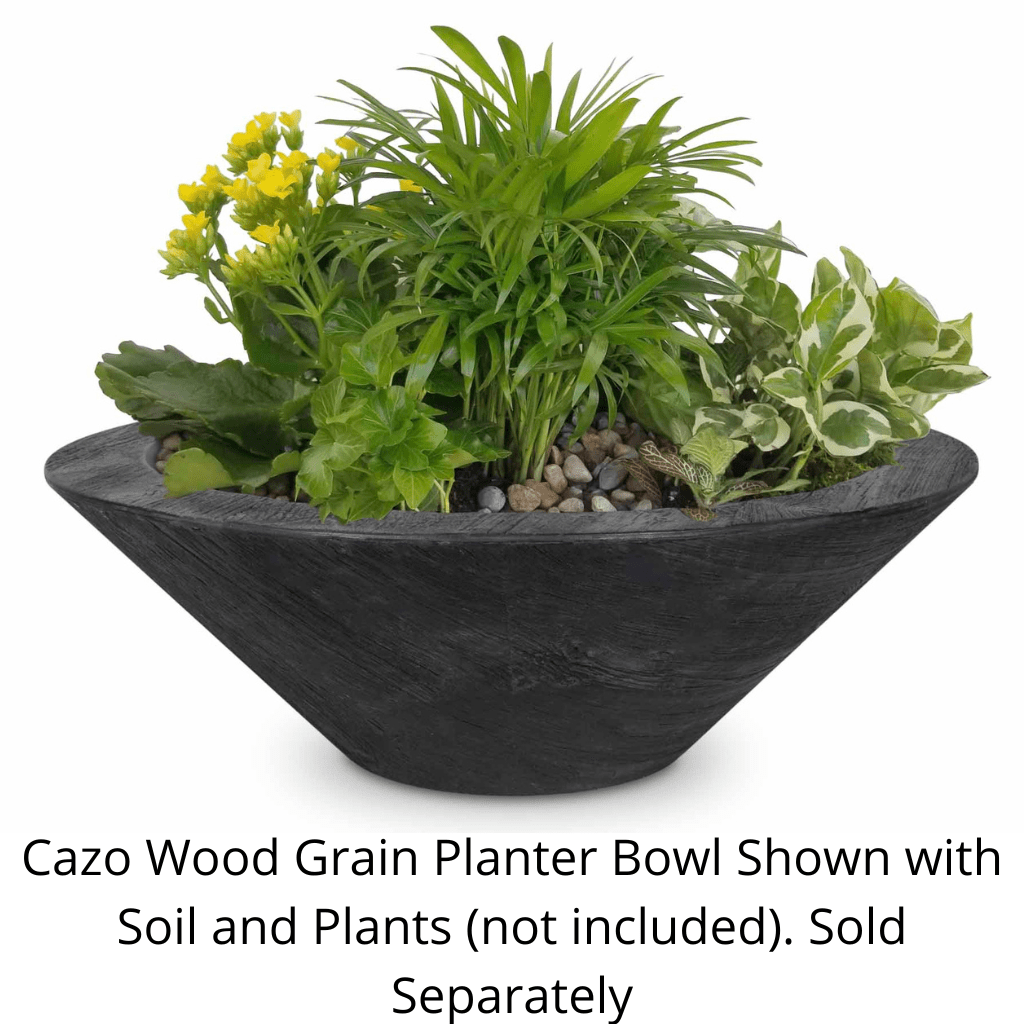 Planter Bowl 24-Inch / Ebony The Outdoor Plus Cazo GFRC Wood Grain Concrete Round Planter Bowl