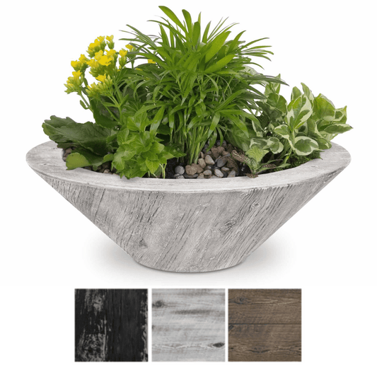 Planter Bowl The Outdoor Plus Cazo GFRC Wood Grain Concrete Round Planter Bowl