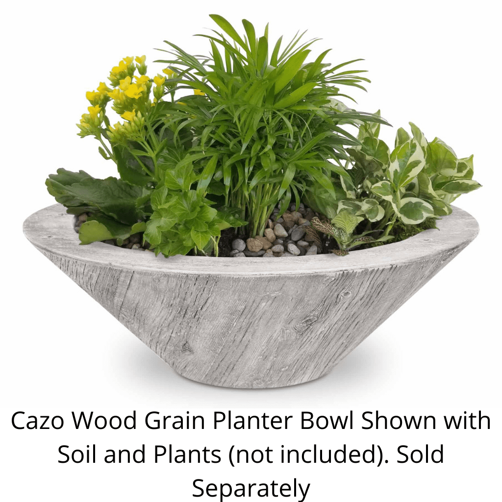 Planter Bowl The Outdoor Plus Cazo GFRC Wood Grain Concrete Round Planter Bowl