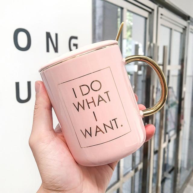 I Do What I Want Coffee Mug with Spoon and Lid