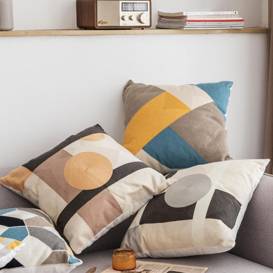 Circles and Stripes Abstract Pillow Cover