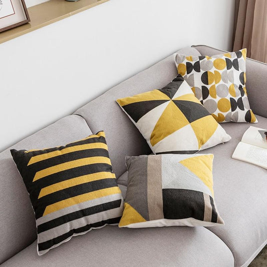 Geometry in Yellow Pillow Covers