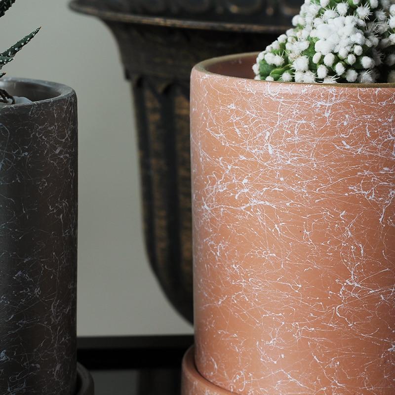 a close up of two vases with plants in them