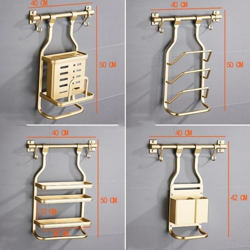 Golden Aluminium Wall Mounted Kitchen Storage Racks - Western Nest, LLC