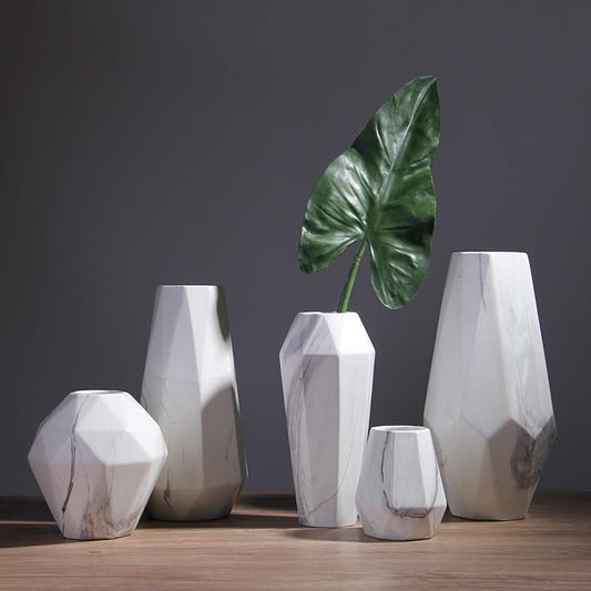 Geometric Marble Vases - Western Nest, LLC