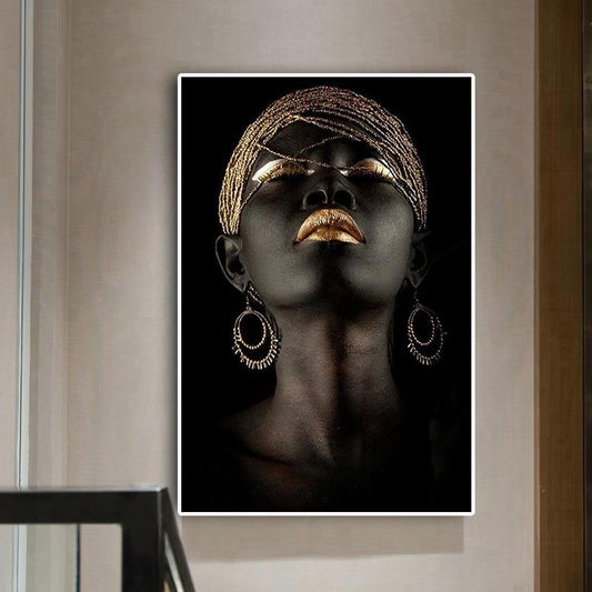 Black And Gold African Woman Poster